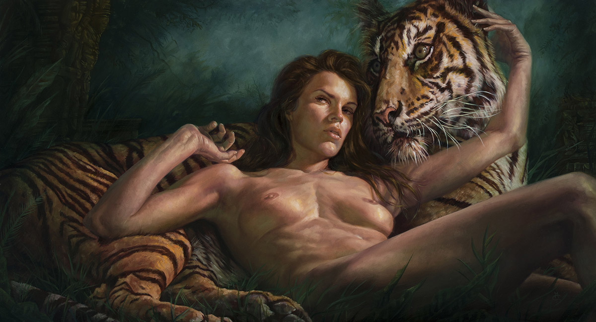 Familiar, 18″ x 33″ oil on panel. Available for purchase: $4500 framed.